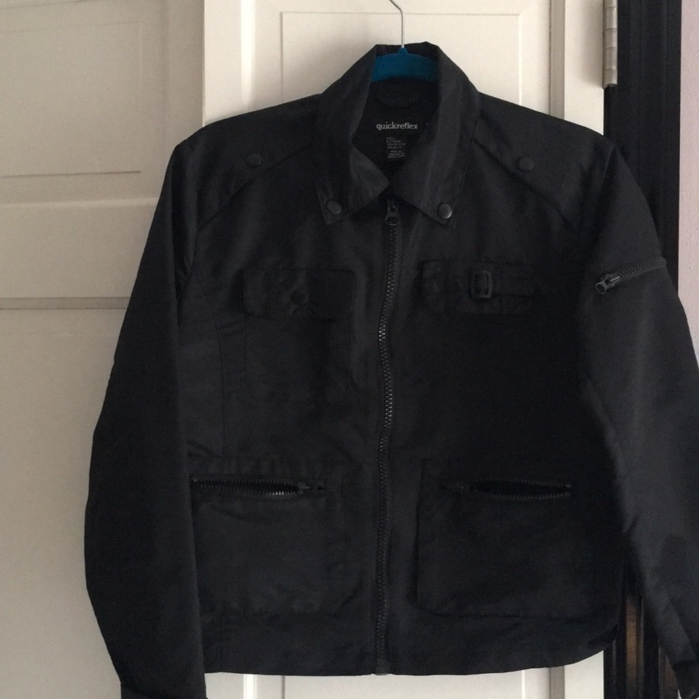 Quickreflex black short waisted rain jacket.